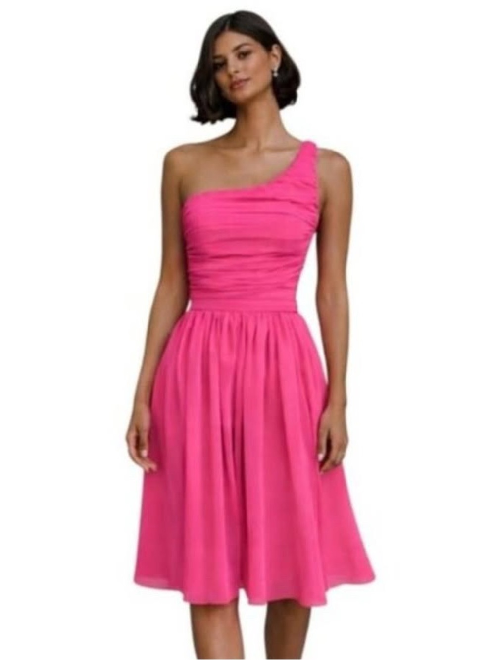 ERIN by Erin Fetherston Pink One Shoulder Mini Cocktail Dress
